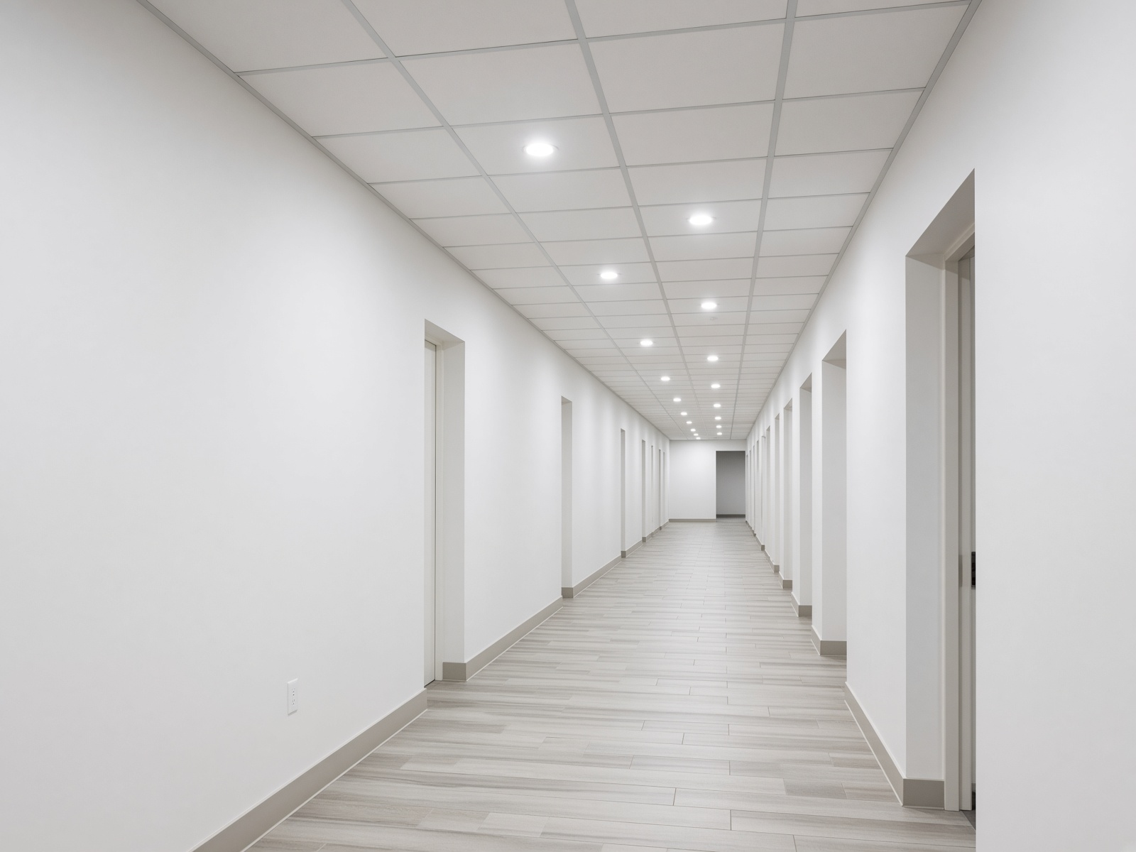 White acoustic drop ceiling